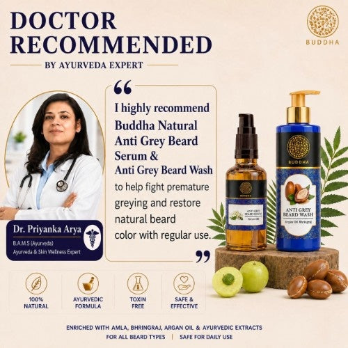 Anti Grey Beard Serum & Anti Grey Beard Wash Combo - 100% Ayush Certified - Restore Natural Black Color of Beard