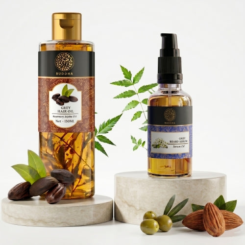 Anti Grey Hair Oil & Anti Grey Beard Serum Combo - 100% Ayush Certified - Combat Greying of Hair & Beard, Naturally Prevents Greying