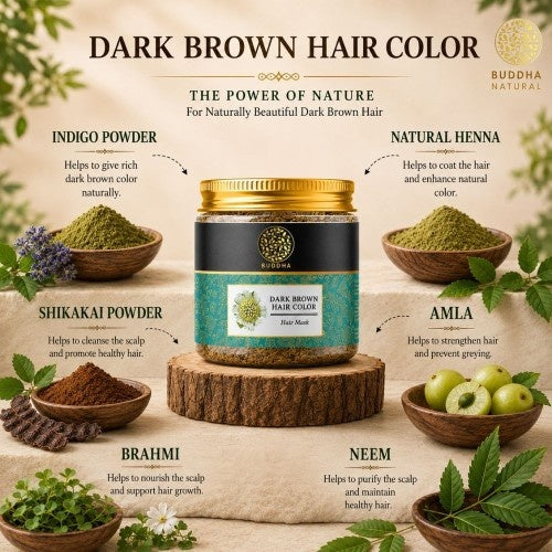 Dark Brown Hair Color Powder - Natural Plant Ingredients - Get Instant Dark Brown Hair - Ammonia Free, Bleach Free, Sulphate Free
