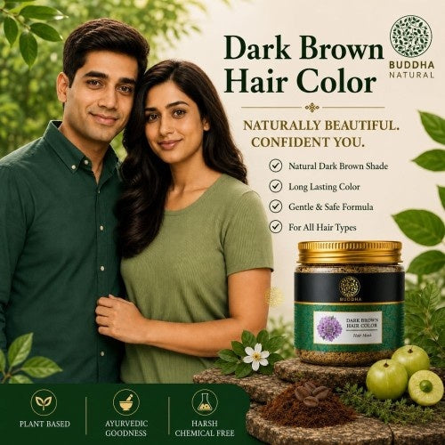 Dark Brown Hair Color Powder - Natural Plant Ingredients - Get Instant Dark Brown Hair - Ammonia Free, Bleach Free, Sulphate Free