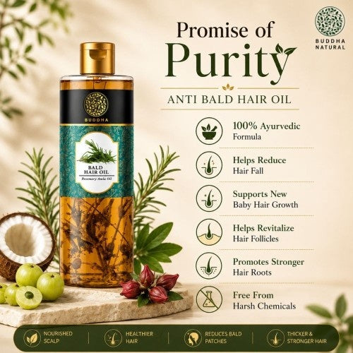 Anti Bald Hair Oil - 100% Ayush Certified - Fights Baldness, Promotes Hair Growth, Revitalizes Root Follicles & Reduces Hair Loss