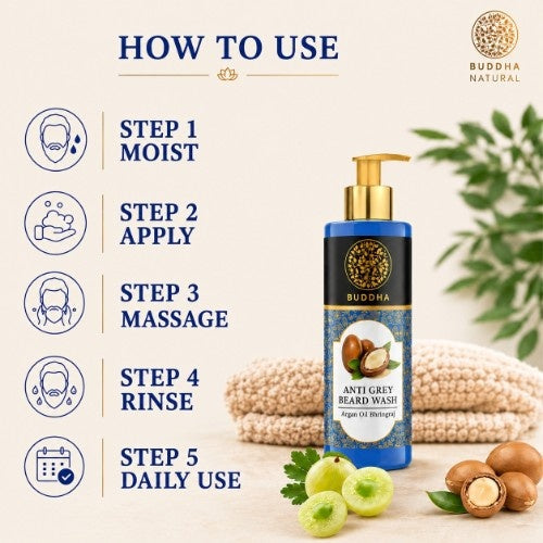 Anti Grey Beard Wash - 100% Ayush Certified - Reduce Premature Greying & Restore Black Beard