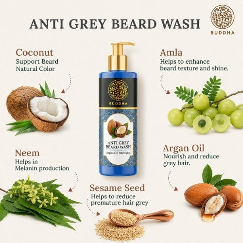 Anti Grey Beard Wash - 100% Ayush Certified - Reduce Premature Greying & Restore Black Beard