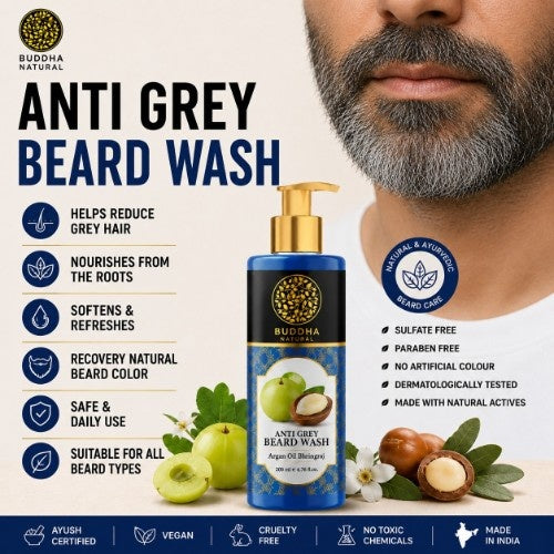 Anti Grey Beard Wash - 100% Ayush Certified - Reduce Premature Greying & Restore Black Beard