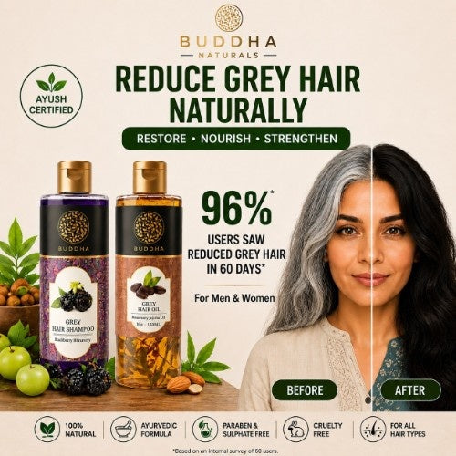 Anti Grey Hair Oil & Anti Grey Shampoo Combo - 100% Ayush Certified - Helps to Reduce Premature Grey Hair & Restore Natural Hair Color