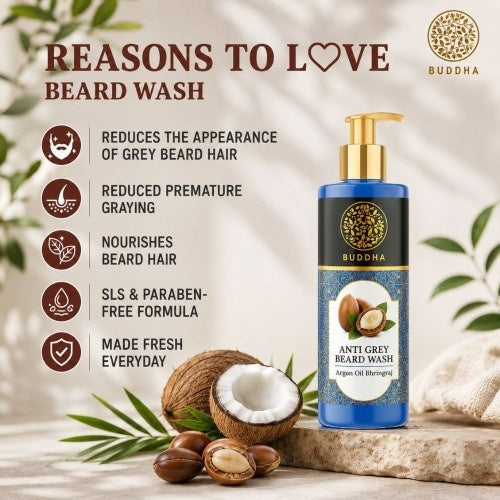 Anti Grey Beard Wash - 100% Ayush Certified - Reduce Premature Greying & Restore Black Beard